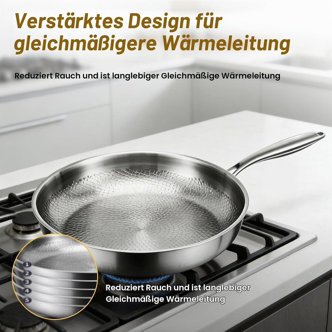 Pfanne aus reinem Titan, Pfannen aus Titan mit gehämmertem Muster zum Kochen, kratzfeste, antihaftbe
