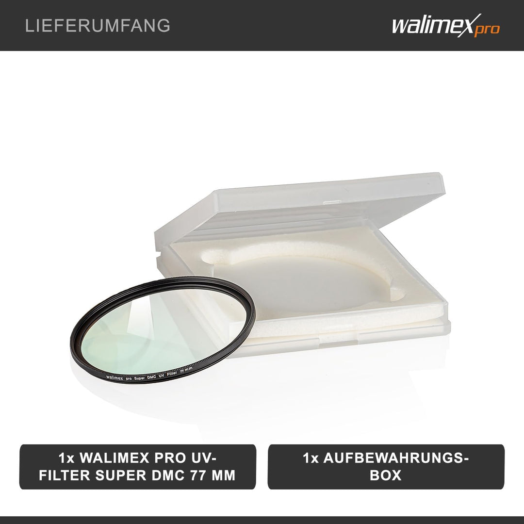 Walimex pro UV-Filter Slim Super DMC 77mm - besonders hochwertiger UV Filter Objektivfilter, Slim nu