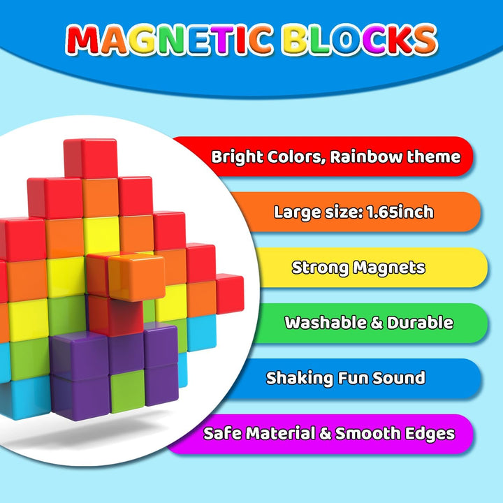 Pairez Toys Magnetische Bausteine, 1,65 Zoll grosse magnetische Stapelwürfel für Kleinkinder, sensor