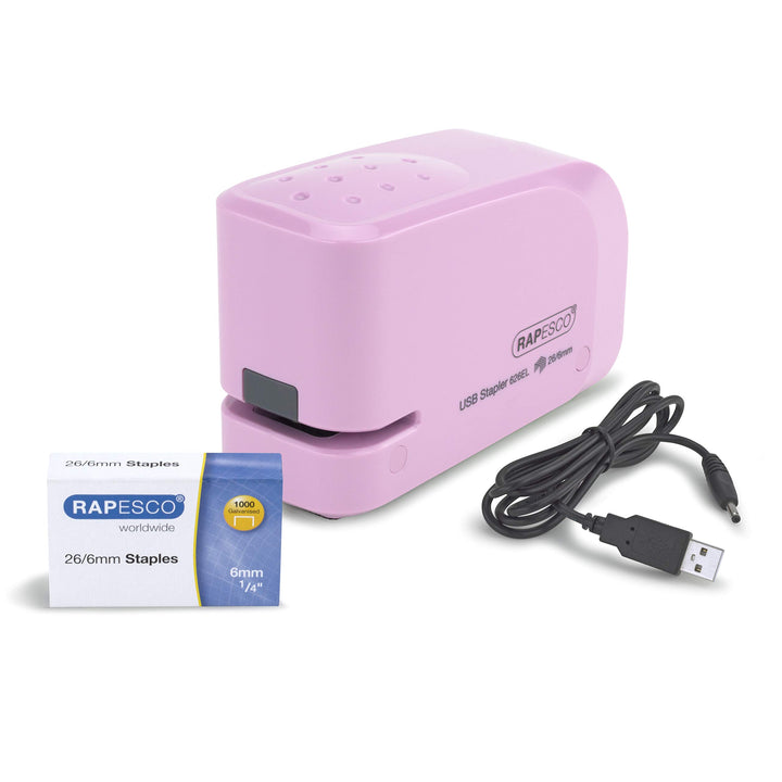 Rapesco 1451 626EL Automatisches USB/Batterie Heftgerät mit 1000 26/6mm Heftklammern, 15 Blatt Heftl