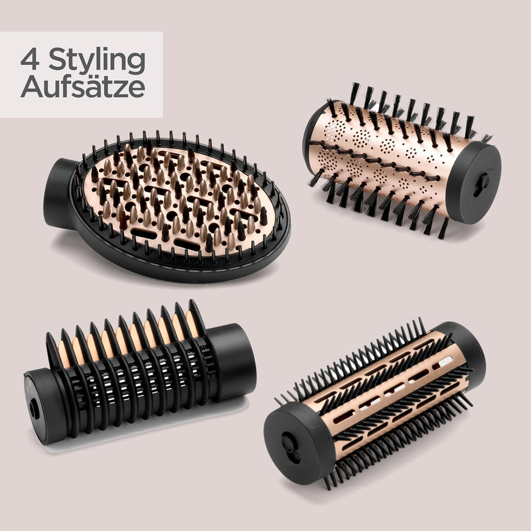 BaByliss Big Hair Luxe Rotierende Warmluftbürste, Föhnbürste mit 4 Aufsätzen zum Glätten, Bürsten un