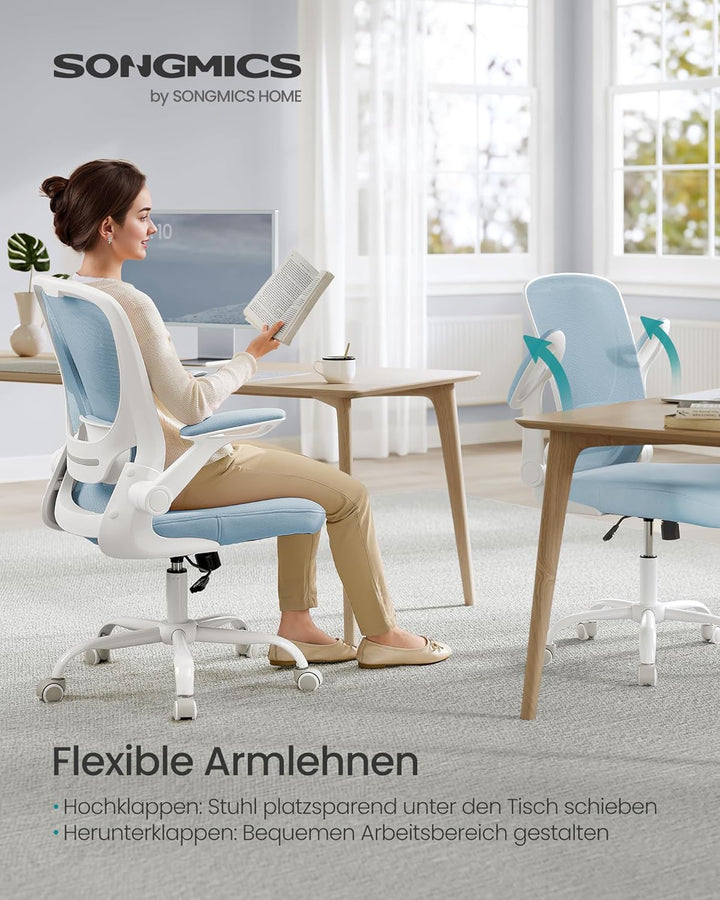 SONGMICS Bürostuhl, Schreibtischstuhl, Drehstuhl mit Netzbespannung, ergonomisch, gepolsterte Lenden
