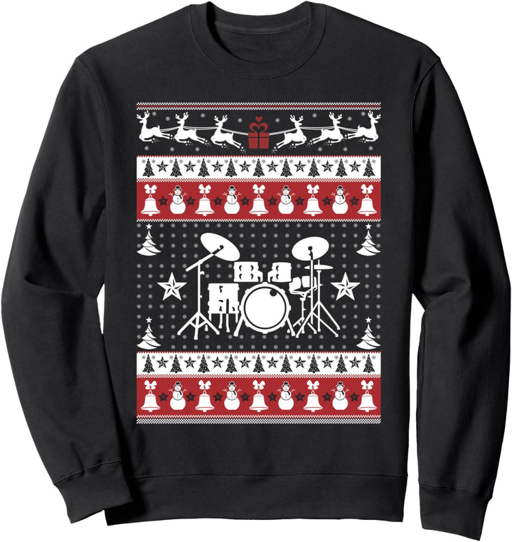 Drums Ugly Christmas Sweater Xmas T-Shirt - Drums Sweatshirt