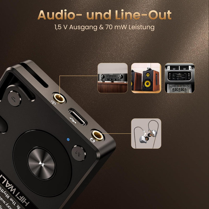 HIFI WALKER H2 MP3 Player mit Bluetooth, DSD DAC Hi-Res FLAC Player Verlustfreier Musikplayer, Tragb