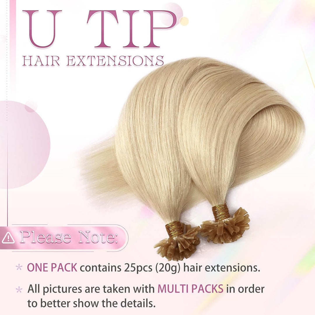Elailite Echthaar Extensions Bonding Haarverlängerung 35cm U-tip Fusion Haar Extension Glatt 25 Strä