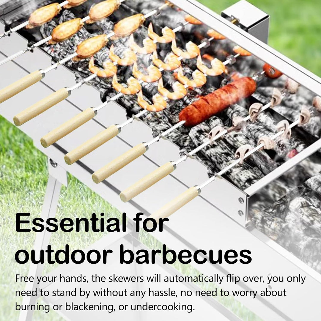 Elektrischer Drehspiess, 50 cm Grillspiessdreher Edelstahl Mit USB Motor 5 U/Min 9 Loch Schaschlik D