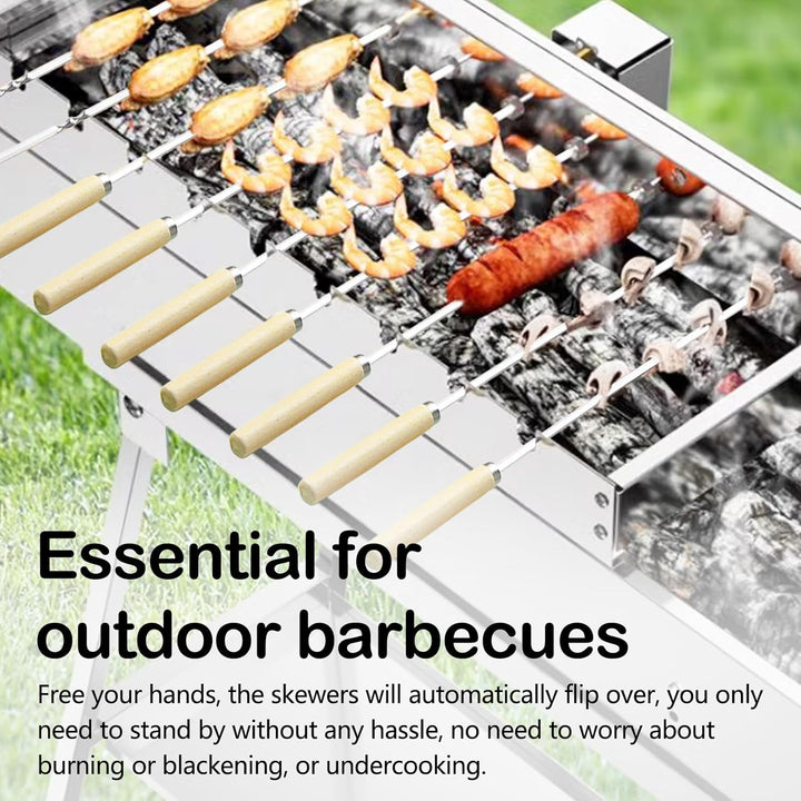 Elektrischer Drehspiess, 50 cm Grillspiessdreher Edelstahl Mit USB Motor 5 U/Min 9 Loch Schaschlik D