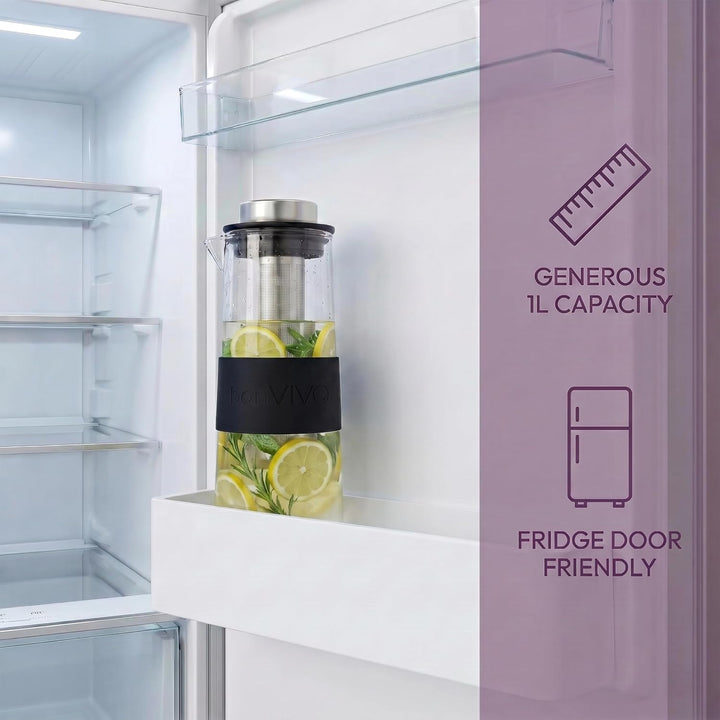 bonVIVO Cold Brew Coffee Maker - Kaffeebereiter mit Glaskaraffe aus Borosilikatglas und Edelstahl-Fi