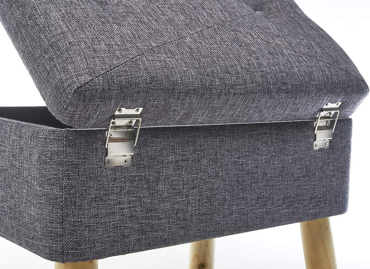 Kobolo Kofferhocker Hocker Polsterhocker aus Textil - Hell Grau - 50x35x45 cm