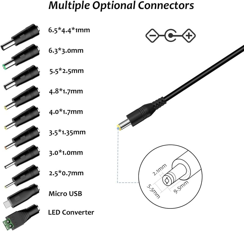 Zolt 36W Universal Netzteil AC zu DC 3V 4.5V 5V 6V 7.5V 9V 12V 1A 2A 3A Switching Netzteil Adapter m