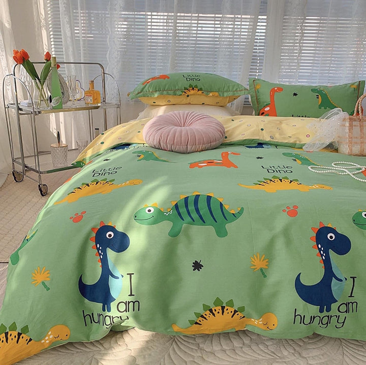 GETIYA Dino Bettwäsche 135x200 Jungen Kinder Bettwäsche Dinosaurier 100% Baumwolle Bettbezug Dino Mu