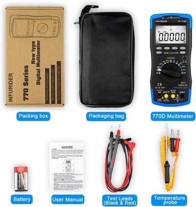 Digital Multimeter,INFURIDER YF-770D Auto Ranging 40000 Counts Spannungsprüfer Strommessgerät für DC