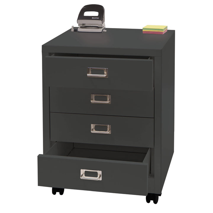 Mendler Rollcontainer HWC-L49, Schubladenschrank Stahlschrank Aktenschrank, Metall 55x40x41cm 4 Schu