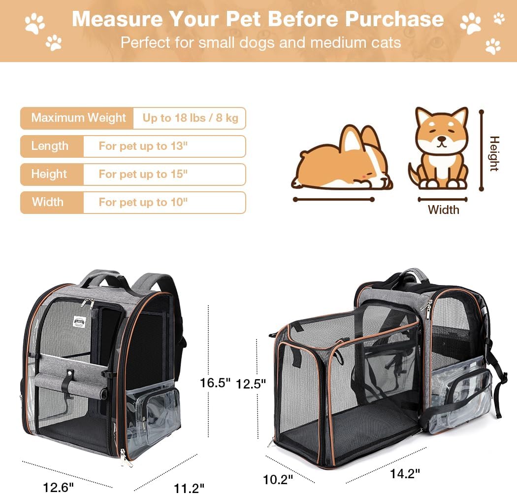 Klarer Haustier-Rucksack Erweiterbarer Katzen-Rucksack Tragetasche Haustier-Rucksack für kleine und