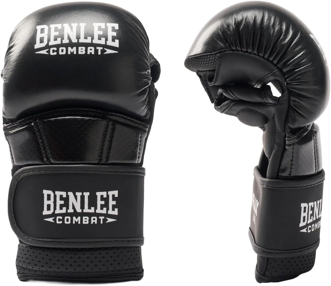 BENLEE MMA Sparring- Handschuhe aus Leder/Kunstleder Mix Flux Black/White L-XL, Black/White L-XL