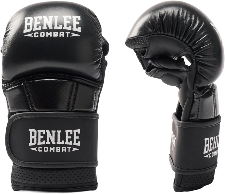 BENLEE MMA Sparring- Handschuhe aus Leder/Kunstleder Mix Flux Black/White L-XL, Black/White L-XL