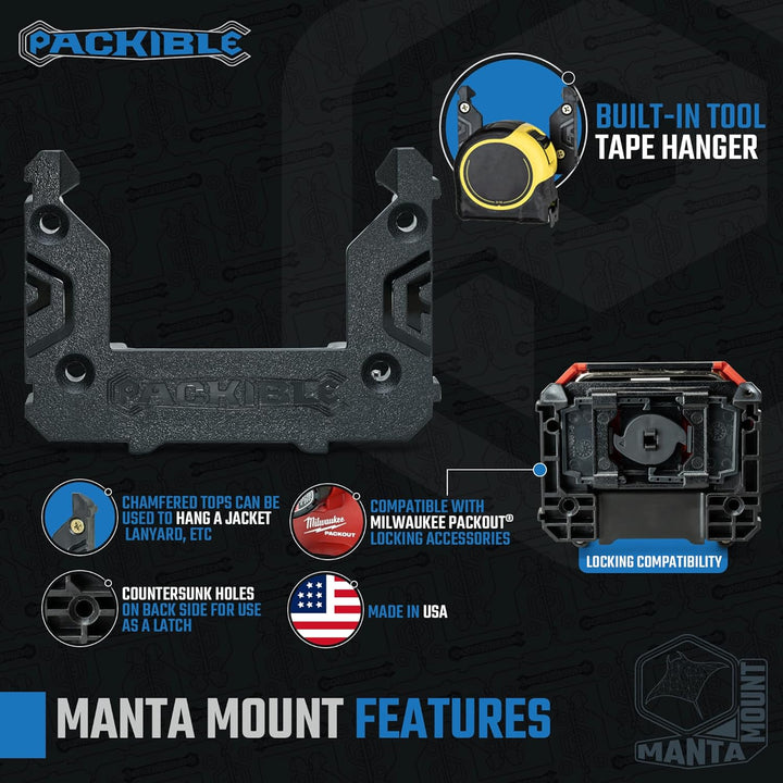 Packible Tool Manta Mounts – Montageklampen kompatibel mit Milwaukee Packout® Locking Packout Zubehö