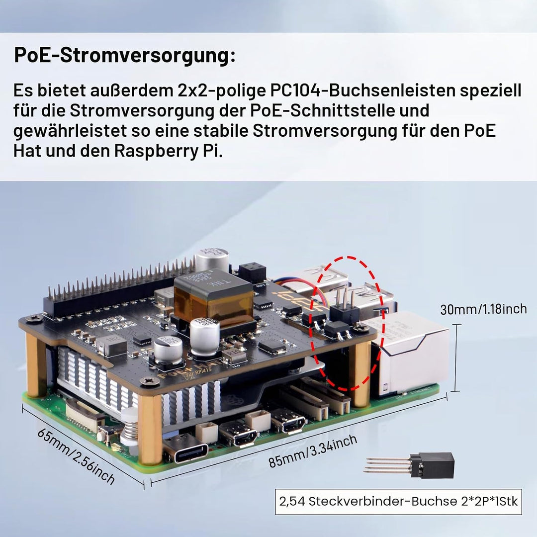 GeeekPi P30 PoE+ HAT für Raspberry Pi 5/4B/3B+, mit offiziellem aktiven Kühler für Raspberry Pi 5 2G
