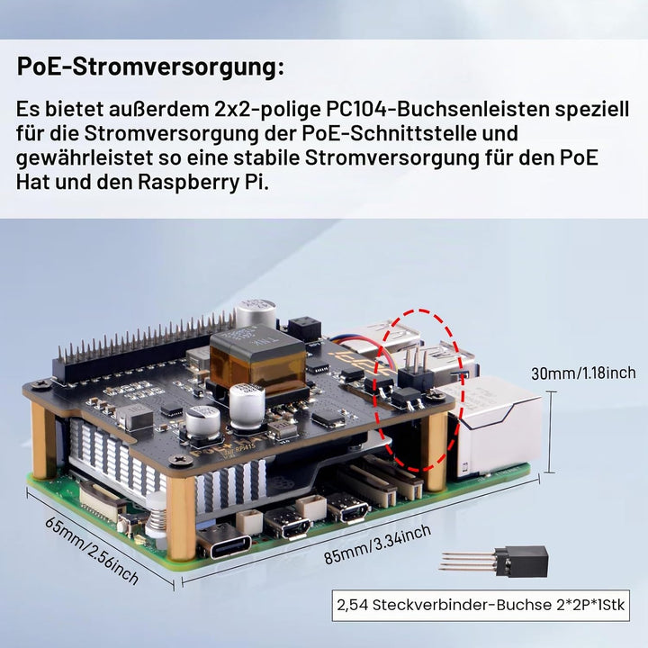 GeeekPi P30 PoE+ HAT für Raspberry Pi 5/4B/3B+, mit offiziellem aktiven Kühler für Raspberry Pi 5 2G