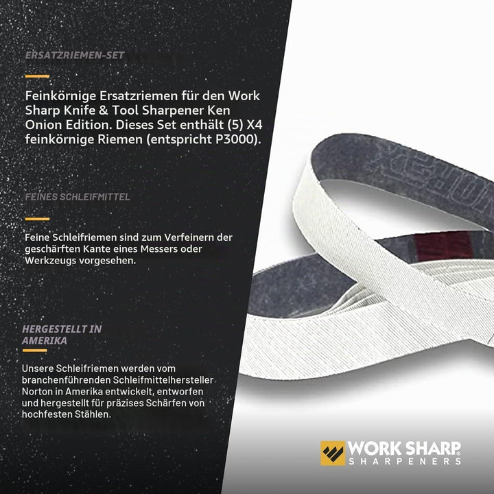 WORK SHARP® - Ken Onion Edition Belt Kit X4 Coarse - Premium Schärfband 5 er Set - Gewebe-Schleifban