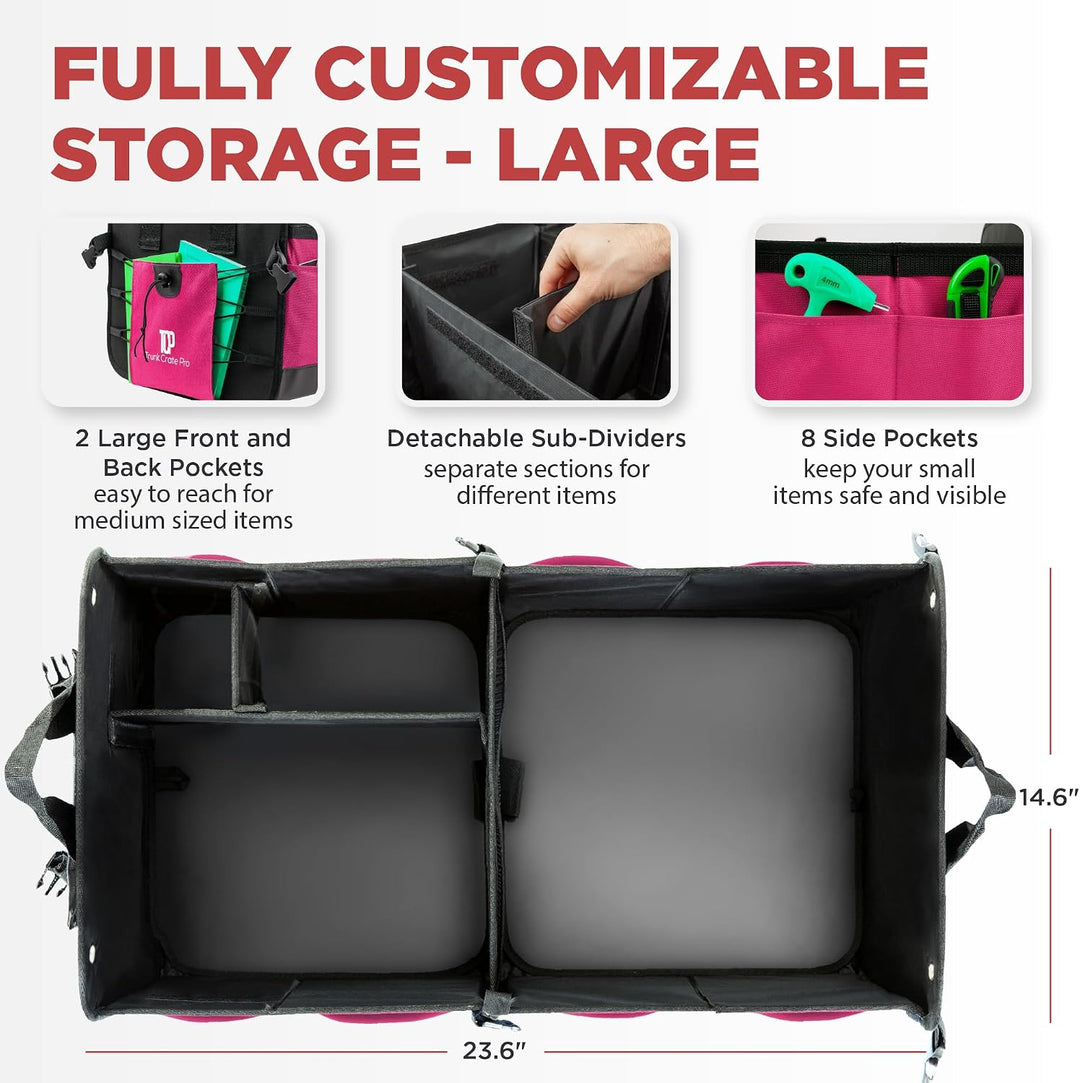 TrunkCratePro Multi Compartments zusammenklappbarer beweglicher Trunk Organizer für Auto, Geländewag