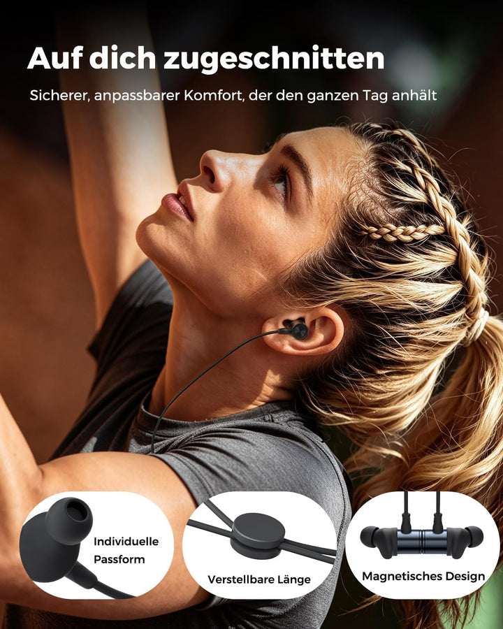 truefree HD-200 In-Ear Sport Kopfhörer, Bluetooth 6.0 Nackenbügel Kopfhörer | Kabellose Magnetische