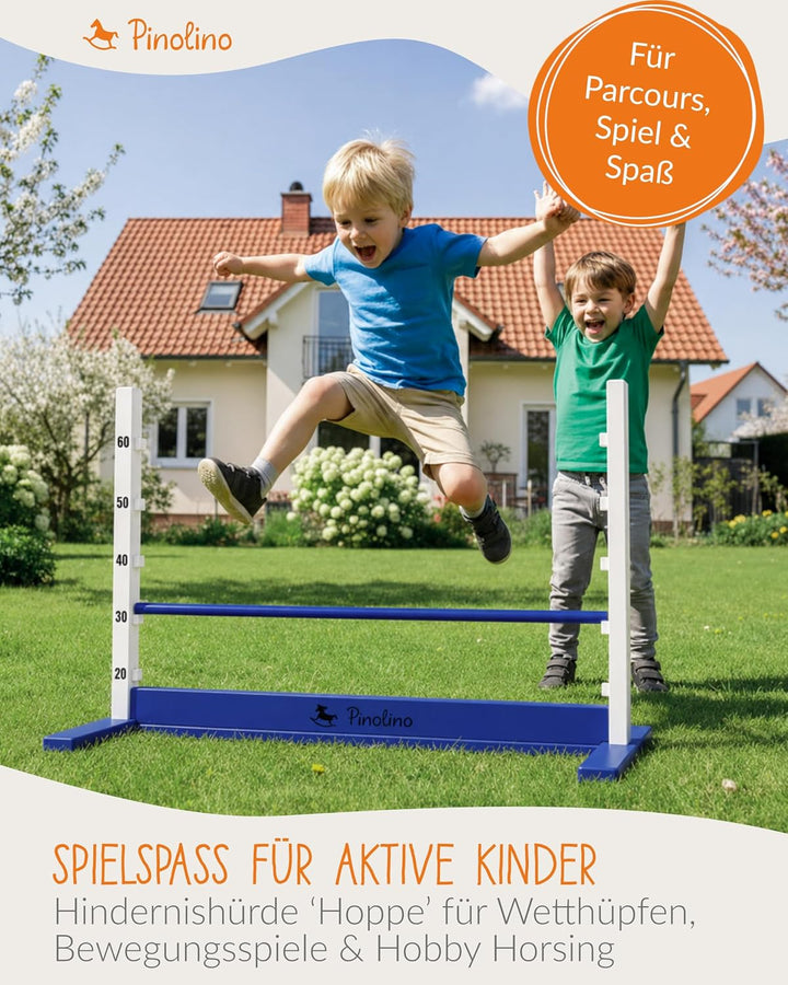 PINOLINO Hindernishürde Hoppe, Weiss/Blau, 1 Stück, Koordinationstraining – Ideal für Steckenpferd-R