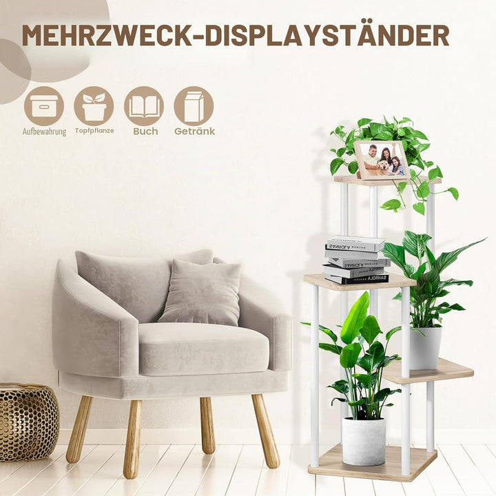 4-Tier Hölzern Blumenregal Pflanzenregal, Mehrstöckig Blumenständer Pflanzenständer Blumenbank Blume