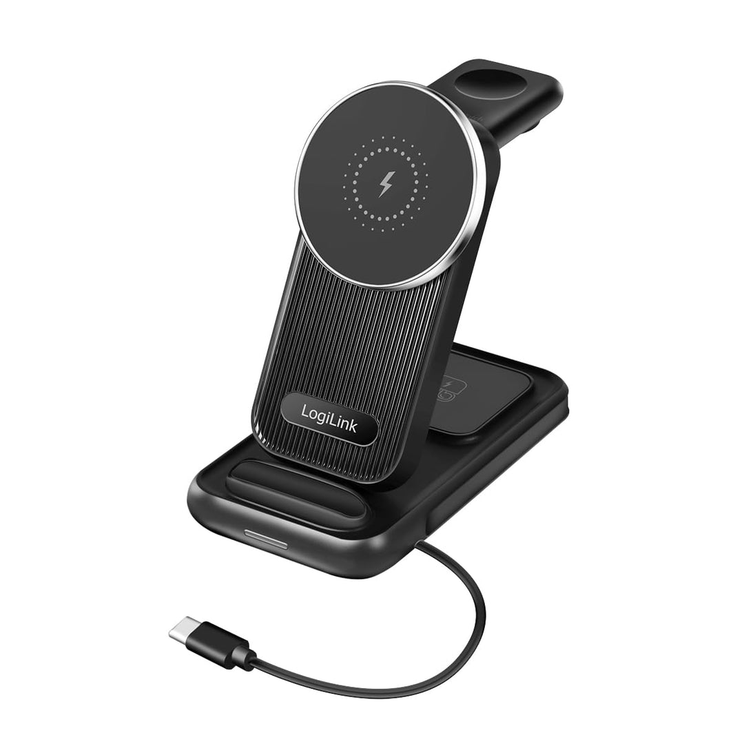 LogiLink PA0292-4-in-1 Ladestation mit max. 20,5 W, Apple MagSafe kompatibel, für Samsung/Apple Watc
