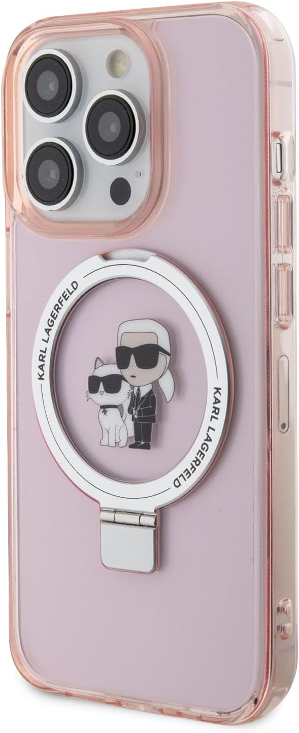 CG MOBILE Karl Lagerfeld Magfit Ringstand Hülle für iPhone 15 Pro (Pink) rose, rose