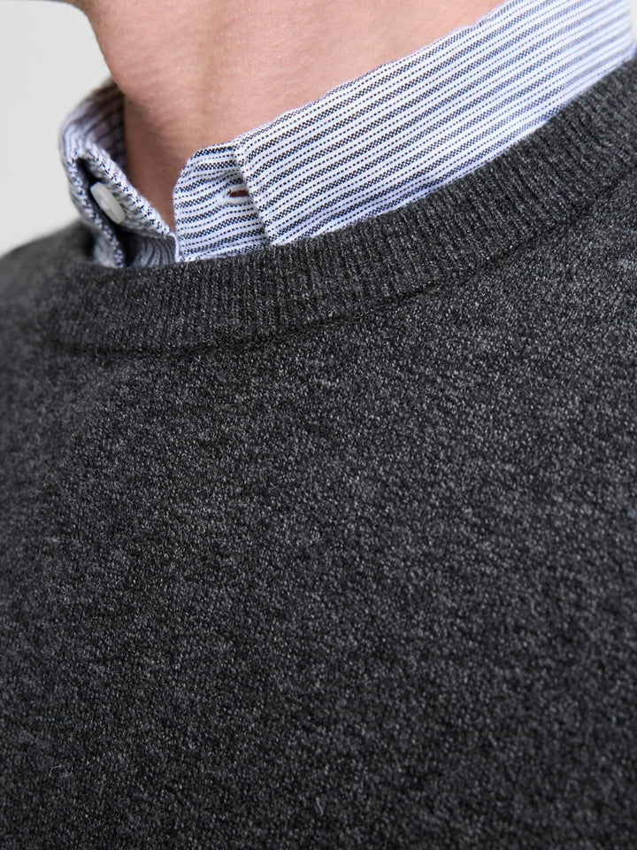 JACK & JONES Herren Strickpullover Rundhalspullover JJEEMIL Knit Crew Neck S Black Beauty (Rundhals)