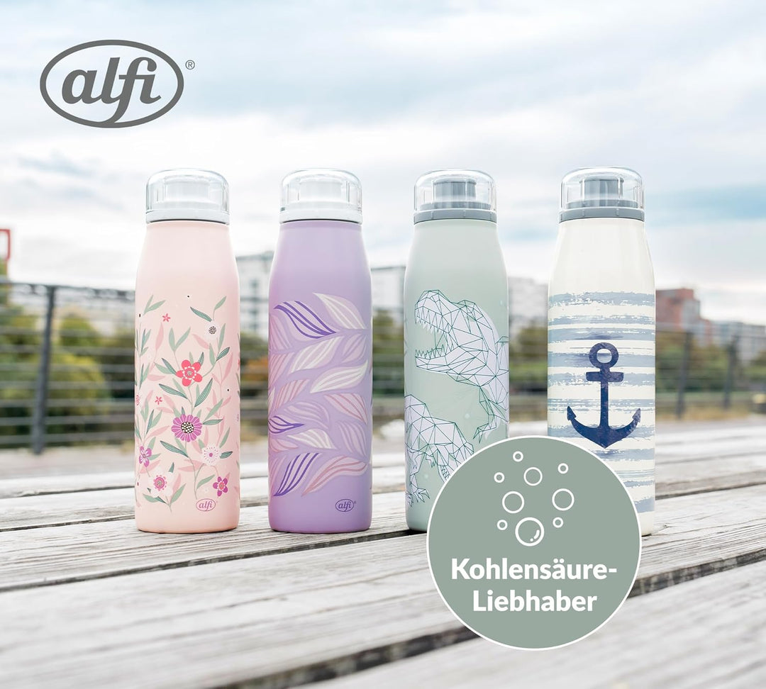 alfi KIDS ISO BOTTLE 500ml, Dinos, Isoliertrinkflasche Kinder Edelstahl, absolut dicht mit Drehversc