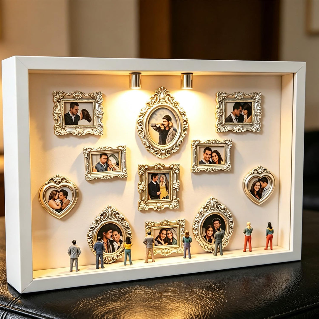 Mini Museum Bilderrahmen, DIY Mini Museum Silhouette Box mit 11 Goldene Rahmen Vintage, 8 Zufällig F