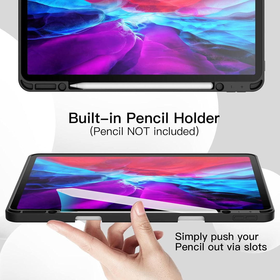 JETech Hülle für iPad Pro 12,9 Zoll (Modell 2020/2018, 4./3. Generation) mit Stifthalter, Pencil Auf