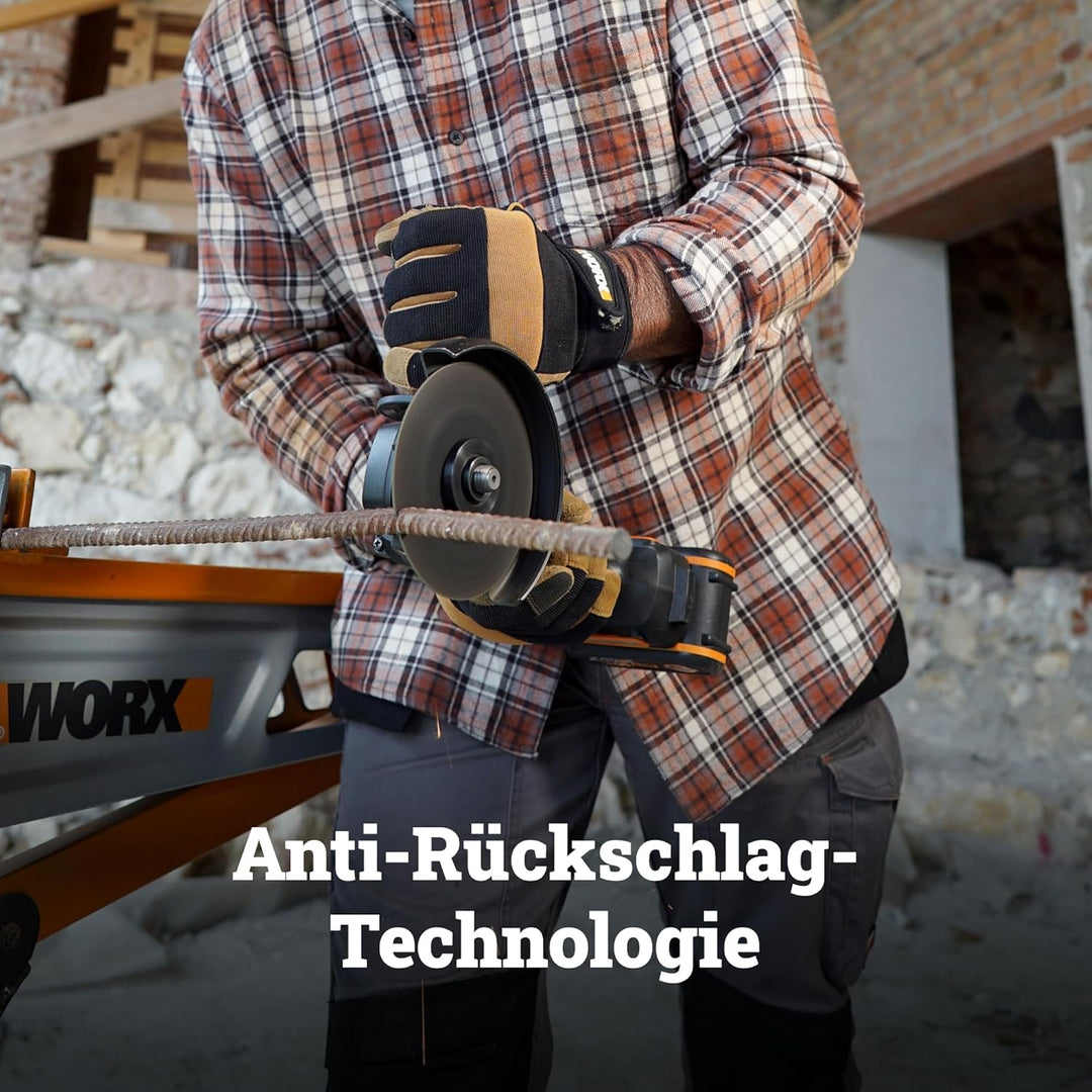 WORX WX814.9 Nitro Brushless Akku-Winkelschleifer 20V – 125mm Scheibendurchmesser – 8600 U/min – lei