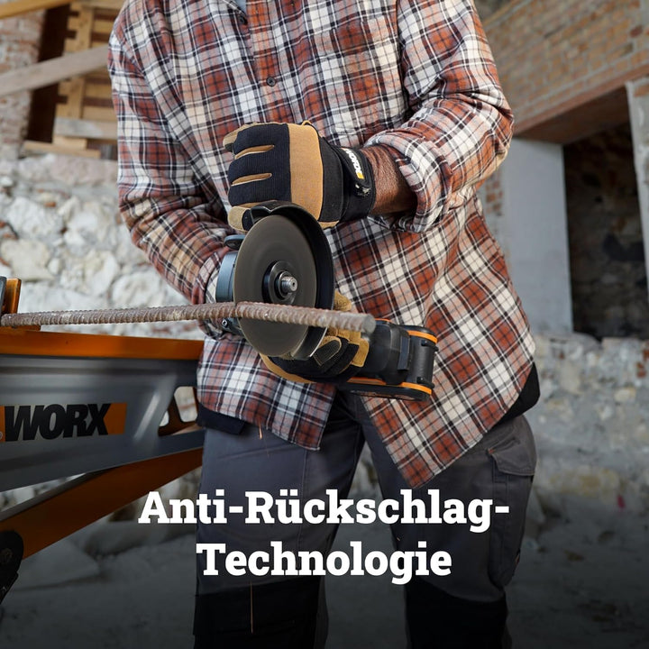WORX WX814.9 Nitro Brushless Akku-Winkelschleifer 20V – 125mm Scheibendurchmesser – 8600 U/min – lei