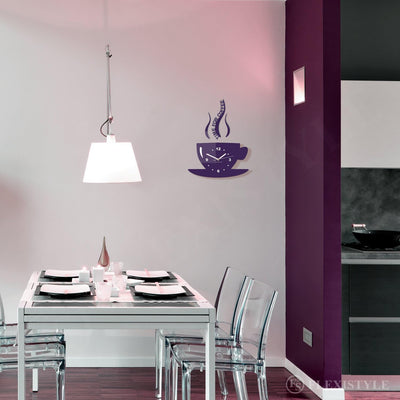 TASSE Time for coffee (Zeit für Kaffee) Moderne Küche Wanduhr lila 3d römisch, wanduhr deko Purple (