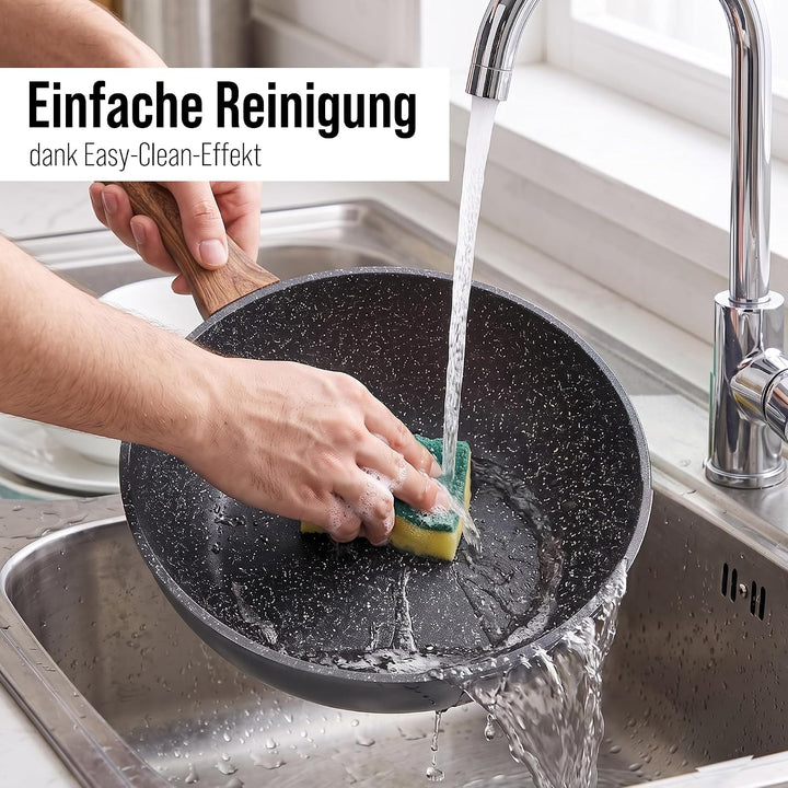 STONELINE Back to Nature Made in Germany Wok 30 cm, auch für öl- und fettfreies Braten, Wok Pfanne b
