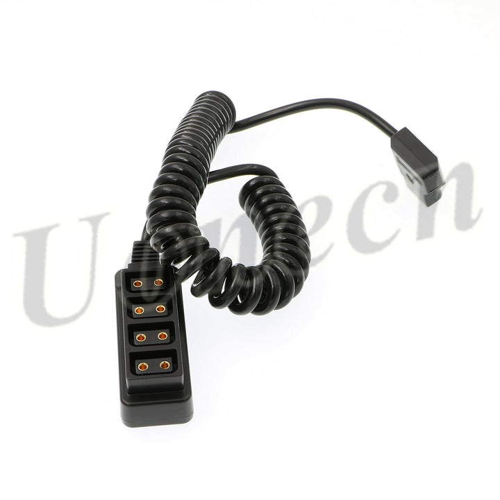 Uonecn Fotografie-Spiralkabel D-Tap B-Typ Stecker auf 4 Port D-Tap Buchse für Anton Bauer V-Mount Ba