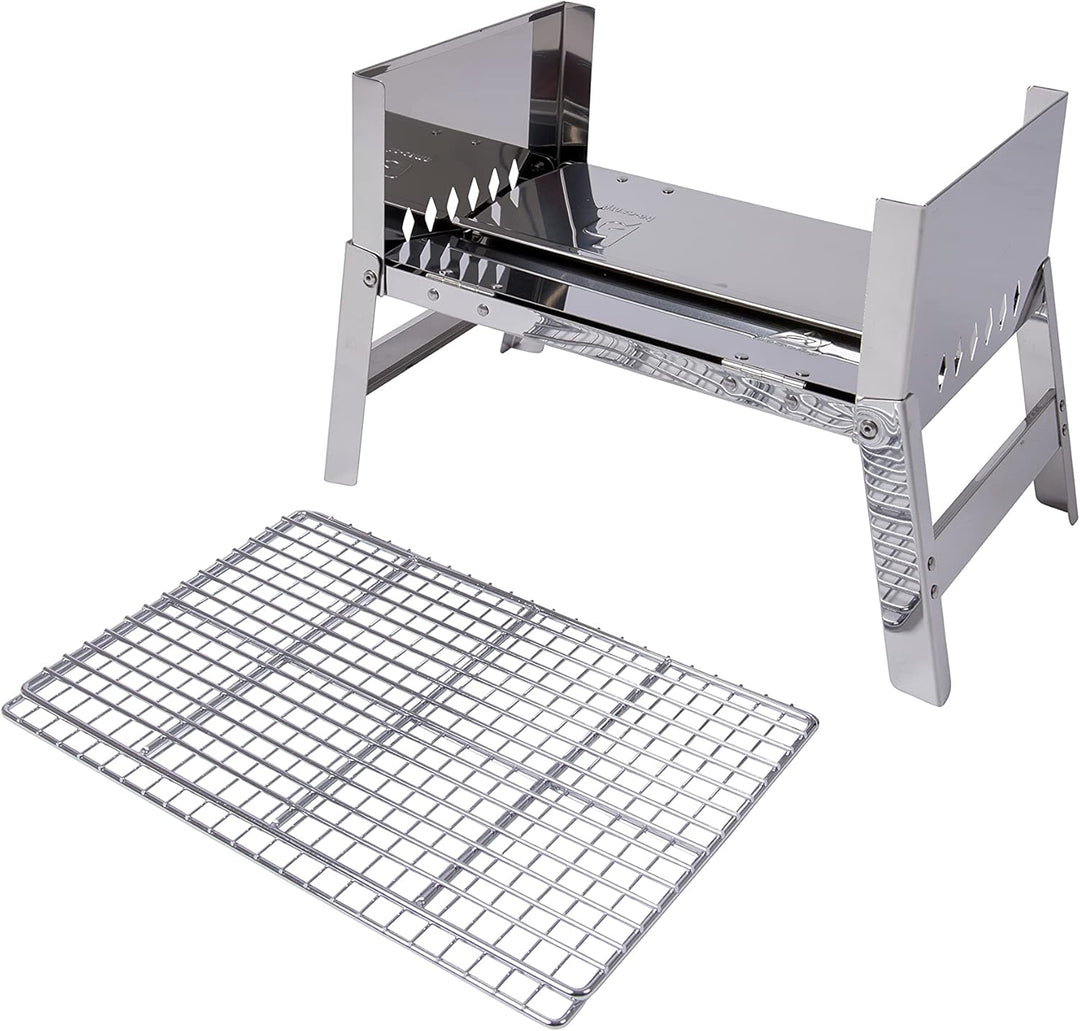 Bo-Camp Compact Deluxe Edelstahl Grill, Silber, 33 x 22,5 x 27,5 cm