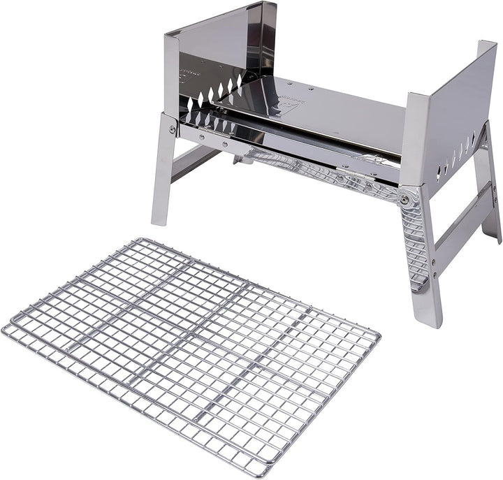 Bo-Camp Compact Deluxe Edelstahl Grill, Silber, 33 x 22,5 x 27,5 cm