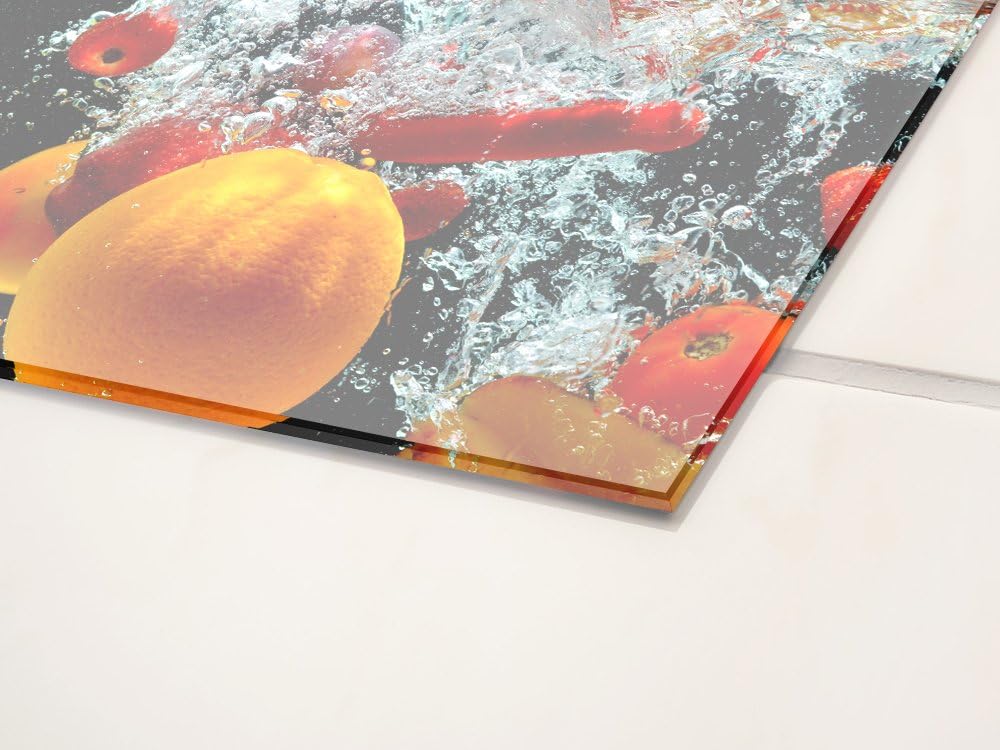 GRAZDesign Spritzschutz Glas für Küche, Herd Bild-Motiv Früchte im Wasser Küchenrückwand Küchenspieg