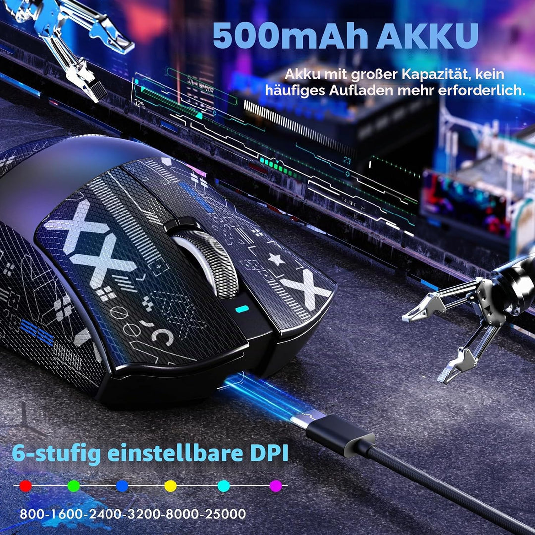 MAMBASNAKE X ATTACKSHARK V3 Kabellose Gaming-Maus mit Band,65g leicht,geteiltes Design für Rechtshän