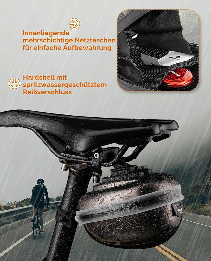 ROCKBROS Fahrrad Satteltaschen Hard Shell Fahrradsitz Tasche für MTB Rennrad E-Bike 0,4 L mit Halter
