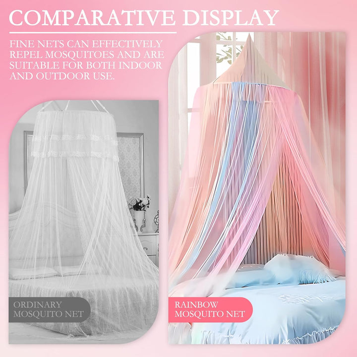 dellyy Prinzessin Regenbogen Betthimmel, (60x250x1250cm), Betthimmel Mädchen, Regenbogen Baldachin K