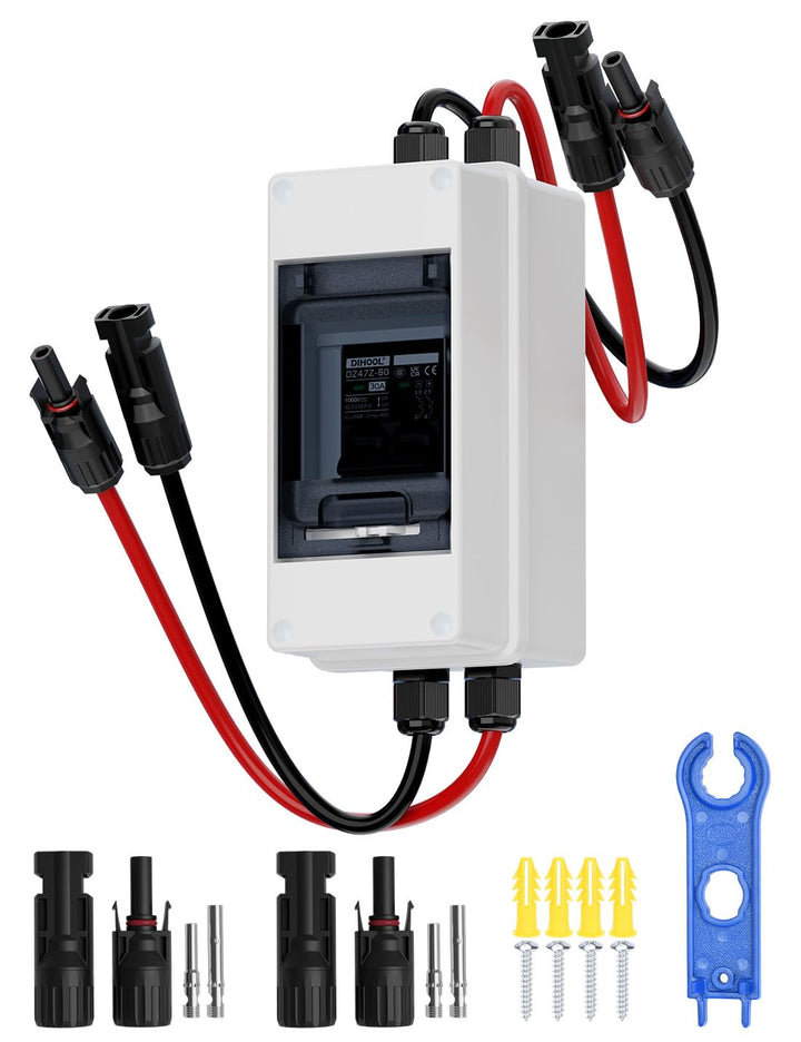 DIHOOL DC trennschalter PV anlage, Miniatur Leistungsschalter, DC1000V Sicherungsautomat 1 String 2