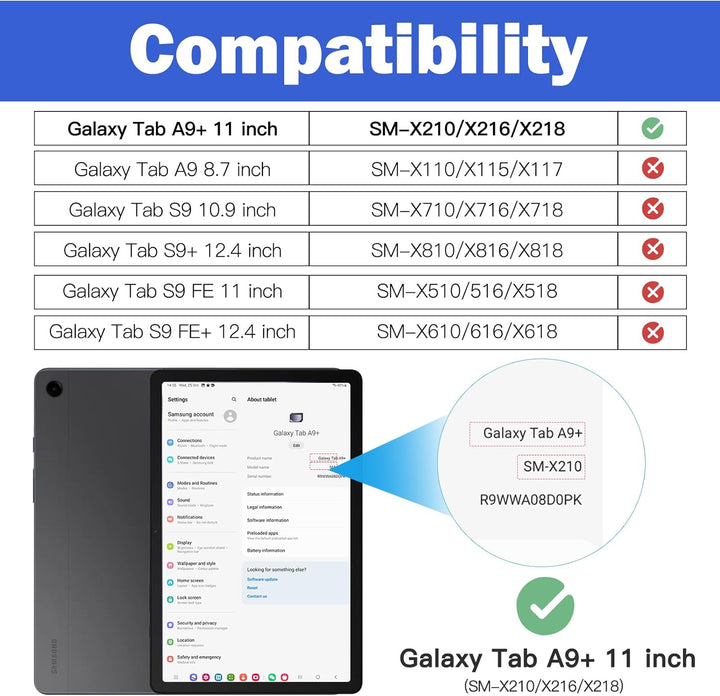 BRAECN Hülle für Samsung Galaxy Tab A9+ 11 Zoll SM-X210/SM-X216/SM-X218, Stossfeste Robuste Tragbare
