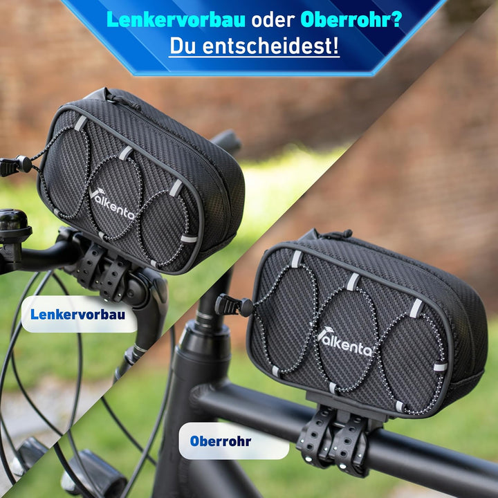 Valkental® Fahrrad Rahmentasche [Innovativer Adapter] Wasserfeste Oberrohrtasche mit Schnellspanner