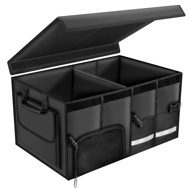 Carehabi Kofferraum Organizer 72L mit Deckel, XXL Faltbare Auto Kofferraumtasche mit Fächern & Tasch