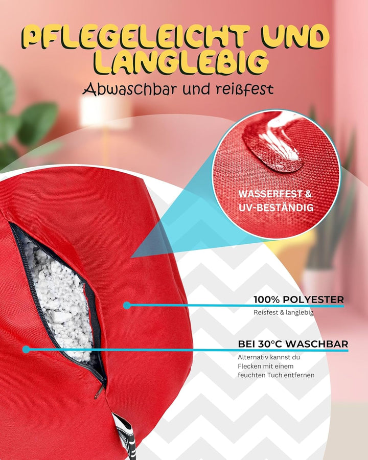 PATCH HOME Patchhome Sitzsack Tropfenform mit Reissverschluss Nachfüllbar - für In &amp; Outdoor - mit S